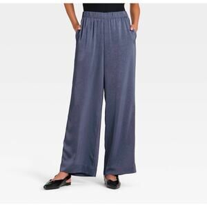 A New Day Blue Crinkled Satin Pants